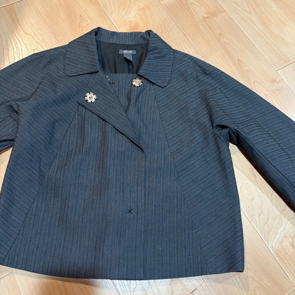 Kenneth Cole Reaction Womens‎ Grey Textured Snap Front Jacket Size 6